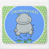 Niedliche Hippo Springen Cartoon-Abbildung Mousepad (Vorne)