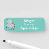Niedliche Hippo Springen Cartoon-Abbildung Namensschild (Beispiel)