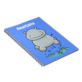 Niedliche Hippo Springen Cartoon-Abbildung Notizblock (Rechte Seite)