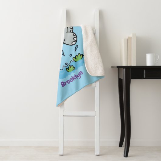 Niedliche Hippo Springen Cartoon-Abbildung Sherpadecke (Beispiel)
