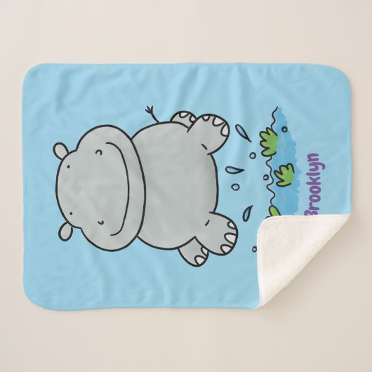 Niedliche Hippo Springen Cartoon-Abbildung Sherpadecke (Vorderseite (Horizontal))