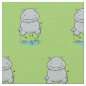 Niedliche Hippo Springen Cartoon-Abbildung Stoff (Nahaufnahme)