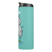 Niedliche Hippo Springen Cartoon-Abbildung Thermosbecher (Nach rechts gedreht)