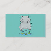 Niedliche Hippo Springen Cartoon-Abbildung Visitenkarte (Rückseite)