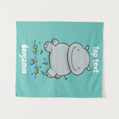 Niedliche Hippo Springen Cartoon-Abbildung Wandteppich (Vorderseite (Horizontal))