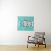Niedliche Hippo Springen Cartoon-Abbildung Wandteppich (Beispiel (Horizontal))