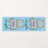 Niedliche Hippo Springen Cartoon-Abbildung Yogamatte (Vorderseite (Horizontal))