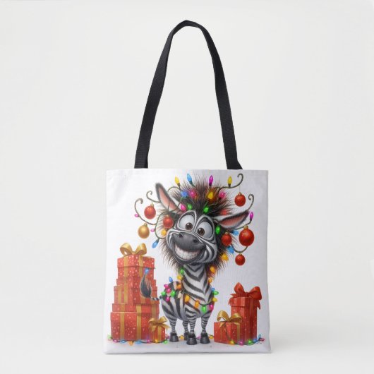 Niedliche Hippo und Zebra Weihnachtsfeierlichkeite Tasche (Vorderseite)