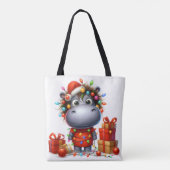 Niedliche Hippo und Zebra Weihnachtsfeierlichkeite Tasche (Rückseite)