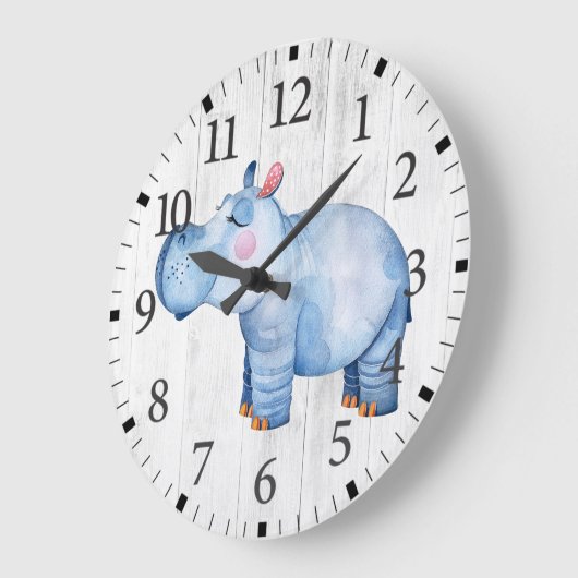 Niedliche Hippo-Wall-Uhr Große Wanduhr (Winkel)