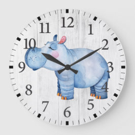 Niedliche Hippo-Wall-Uhr Große Wanduhr