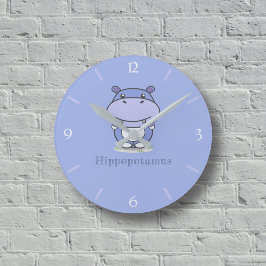 Niedliche Hippo-Wall-Uhr Runde Wanduhr