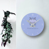 Niedliche Hippo-Wall-Uhr Runde Wanduhr