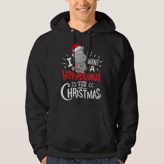 niedliche Hippo-Weihnachten - ich wollte einen Hip Hoodie (Vorderseite)