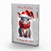 Niedliche Hippopotamus-Weihnachtsmannmütze Neujahr Fotoblock (Rechts)