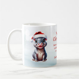 Niedliche Hippopotamus Weihnachtsmannmütze Schnee Kaffeetasse