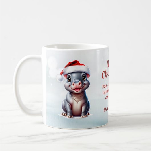 Niedliche Hippopotamus Weihnachtsmannmütze Schnee  Kaffeetasse (Links)