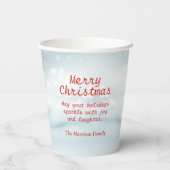 Niedliche Hippopotamus Weihnachtsmannmütze Schnee  Pappbecher (Rückseite)