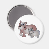 Niedliche Hippos Mama und Baby Magnet (Vorderseite/Rückseite)