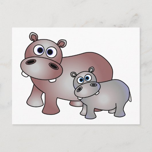 Niedliche Hippos Mama und Baby Postkarte (Vorderseite)
