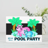 Niedliche Hippos Pool-Party Einladung (Stehend Vorderseite)