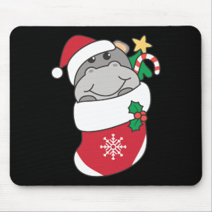 Niedliche Hippos zu Weihnachten Strümpfe zu Weihna Mousepad