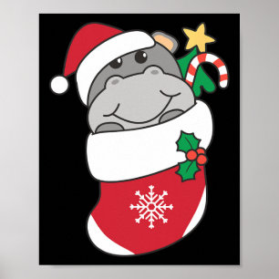 Niedliche Hippos zu Weihnachten Strümpfe zu Weihna Poster