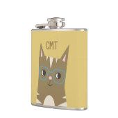 Niedliche Hipstertabby-Katze mit Monogramm der Flachmann (Links)