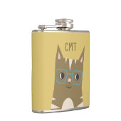 Niedliche Hipstertabby-Katze mit Monogramm der Flachmann (Rechts)