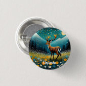 Niedliche Hirsche Blume Weidenfantasie Button (Vorne & Hinten)