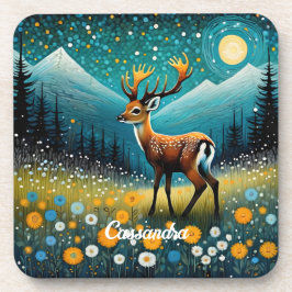 Niedliche Hirsche Blume Weidenfantasie Getränkeuntersetzer