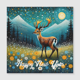 Niedliche Hirsche Blume Weidenfantasie Magnetkarte