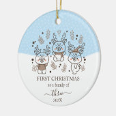 Niedliche Hirsche Erste Weihnachtsfamilie von 3 Ja Keramik Ornament (Links)