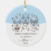 Niedliche Hirsche Erste Weihnachtsfamilie von 3 Ja Keramik Ornament (Hinten)