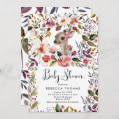 niedliche Hirsche- und Blumendusche Einladung (Vorne/Hinten)