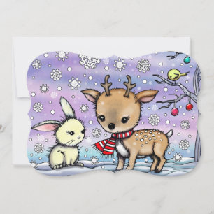 Niedliche Hirsche und Illustrierte Bunny Art Einladung