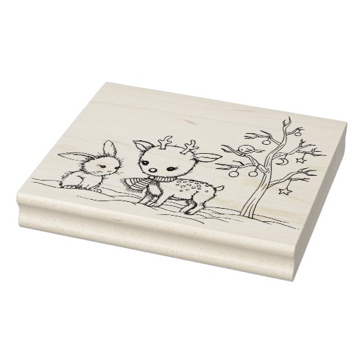 Niedliche Hirsche und Illustrierte Bunny Art Gummistempel (Stempel)