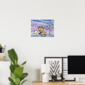 Niedliche Hirsche und Illustrierte Bunny Art Poster (Heimbüro)