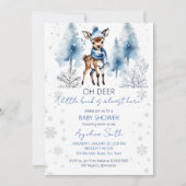 Niedliche Hirsche Winterjungs Babyduschvorschau Einladung (Vorderseite)