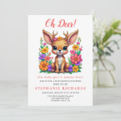 Niedliche Hirschfarbendusche Blume Einladung (Stehend Vorderseite)