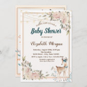 Niedliche Hirschsaunenleuchten, Blumenkinderdusche Einladung (Vorne/Hinten)