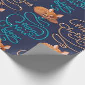 Niedliche Hirschtypografie Neues Jahr Frohe Weihna Geschenkpapier (Ecke)