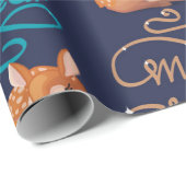 Niedliche Hirschtypografie Neues Jahr Frohe Weihna Geschenkpapier (Rolleneckpunkt)