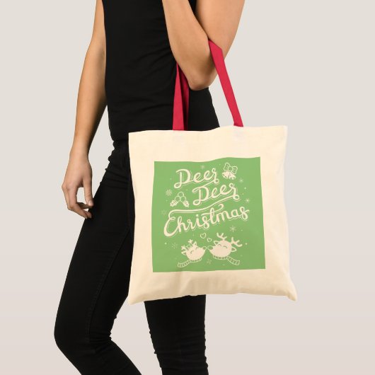 Niedliche Hirschtypografie Pun Tote Bag Tragetasche (Vorderseite (Produkt))