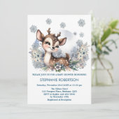 Niedliche Hirschwald Winterwald Aquarellkunst Einladung (Stehend Vorderseite)