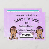 Niedliche HIspanic Twin Girls Baby Shower Einladun Postkarte (Vorne/Hinten)