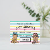 Niedliche Hispanic Twins Baby Dusche Einladungen (Stehend Vorderseite)