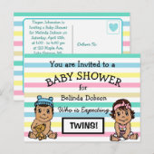 Niedliche Hispanic Twins Baby Dusche Einladungen (Vorne/Hinten)