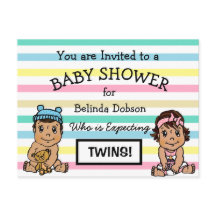 Niedliche Hispanic Twins Baby Dusche Einladungen