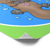 Niedliche Hochglanztuch-Cartoon-Abbildung Poster (Ecke)